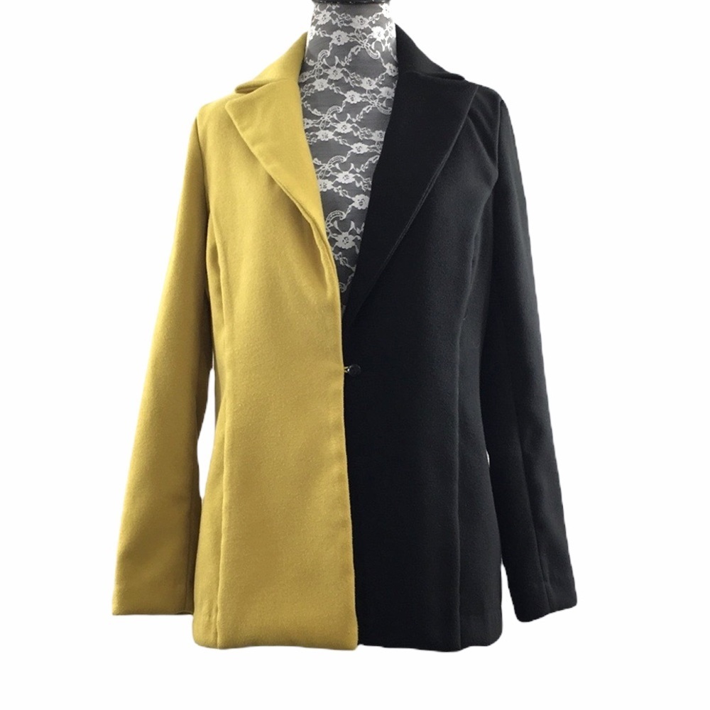 Athena Marie Y2K Blazer Jacket Yellow Black Two Tone Womens Small Avante‎ Gard